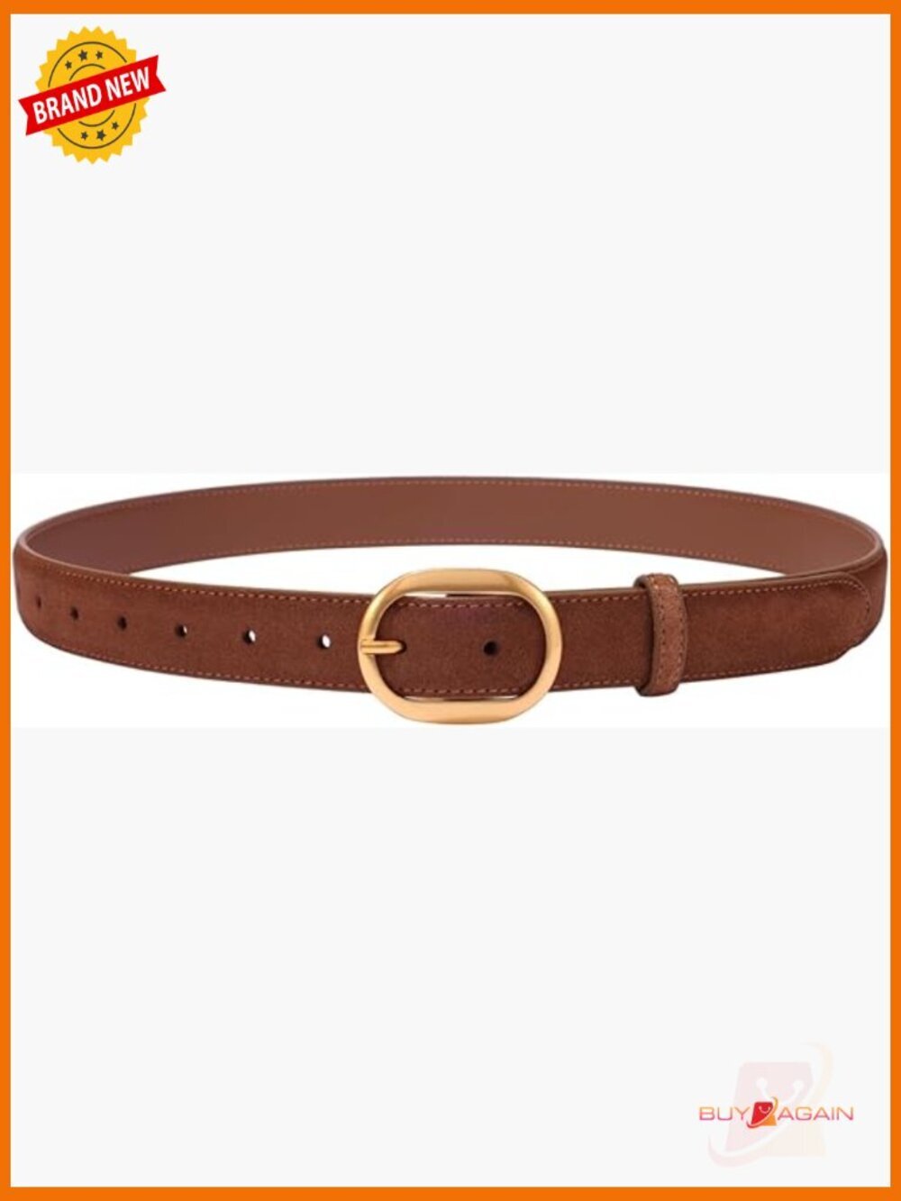 Genuine Leather Suede Belt Gold Buckle Casual Dress Jeans Lady